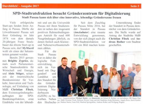 SPD-Stadtratsfraktion besucht Gründerzentrum für Digitalisierung