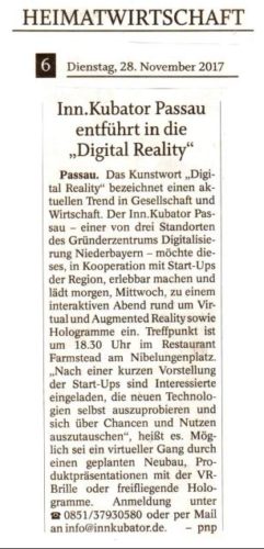 INN.KUBATOR Passau entführt in die "Digital Reality"