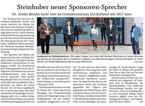 Steinhuber neuer Sponsoren-Sprecher