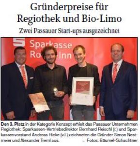 Gründerpreise für Regiothek und Bio-Limo